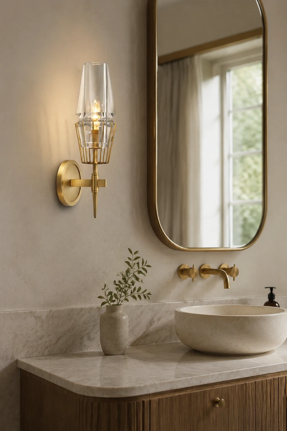 Blair Vintage Lantern Metal/Glass Wall Lamp, Gold - Lumpaz