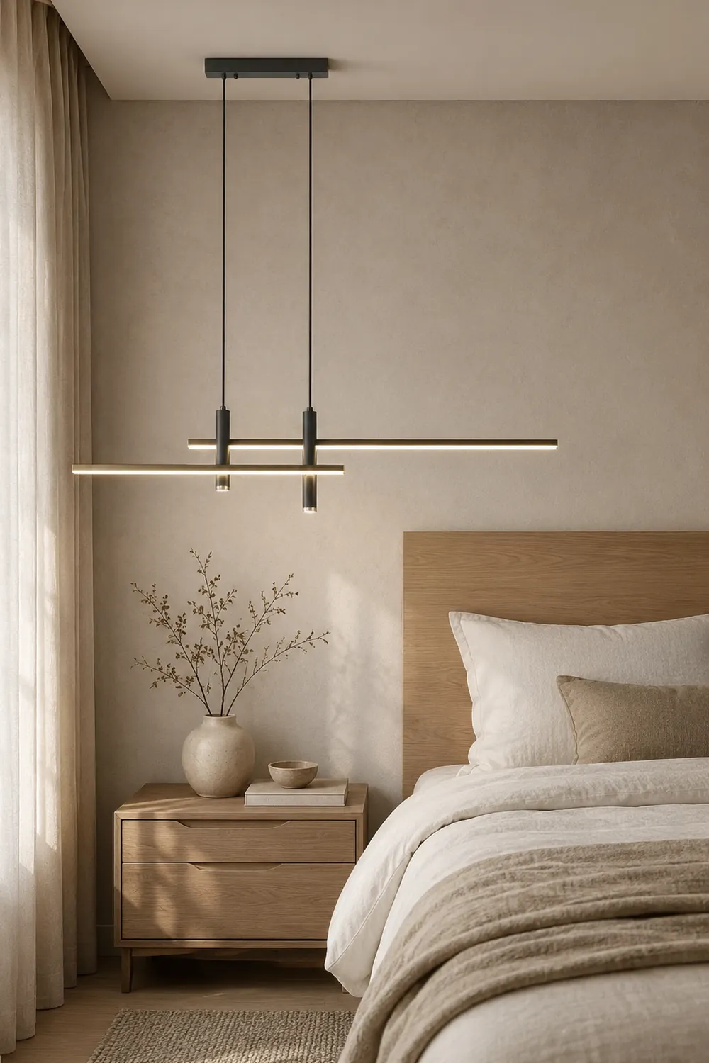Edge Modern Metal Linear Pendant Light, Black & Gold - Lumpaz