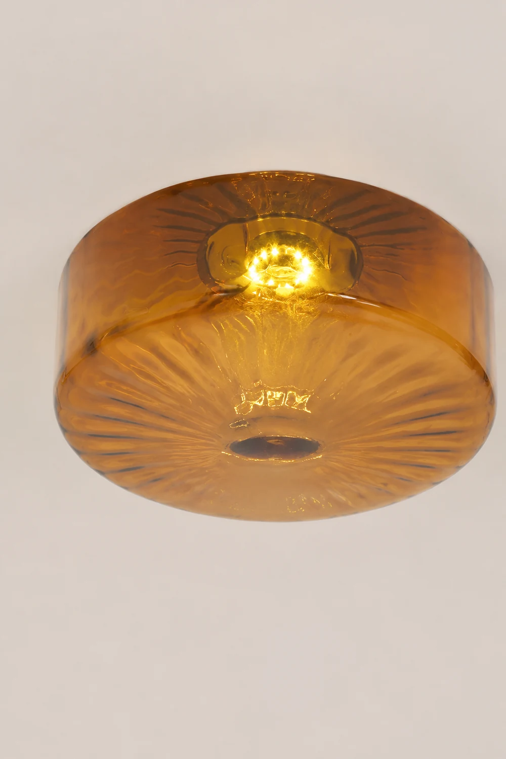 Hailie Modern Round Flush Mount Ceiling Light Brown Metal/Glass Kitchen/Living Room - Lumpaz