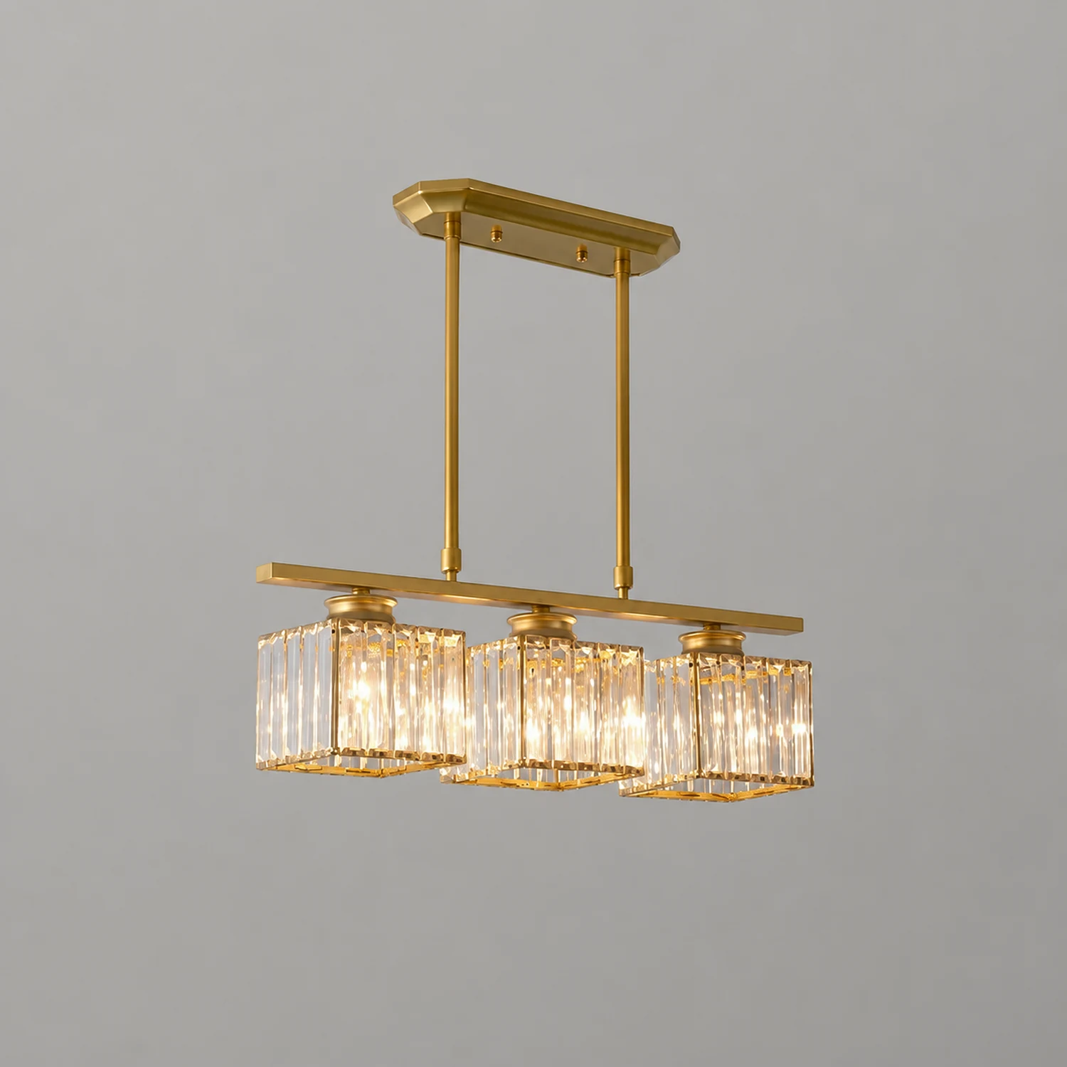 Kristy Crystal Square Pendant Light, Black & Gold, 3/4 Heads - Lumpaz