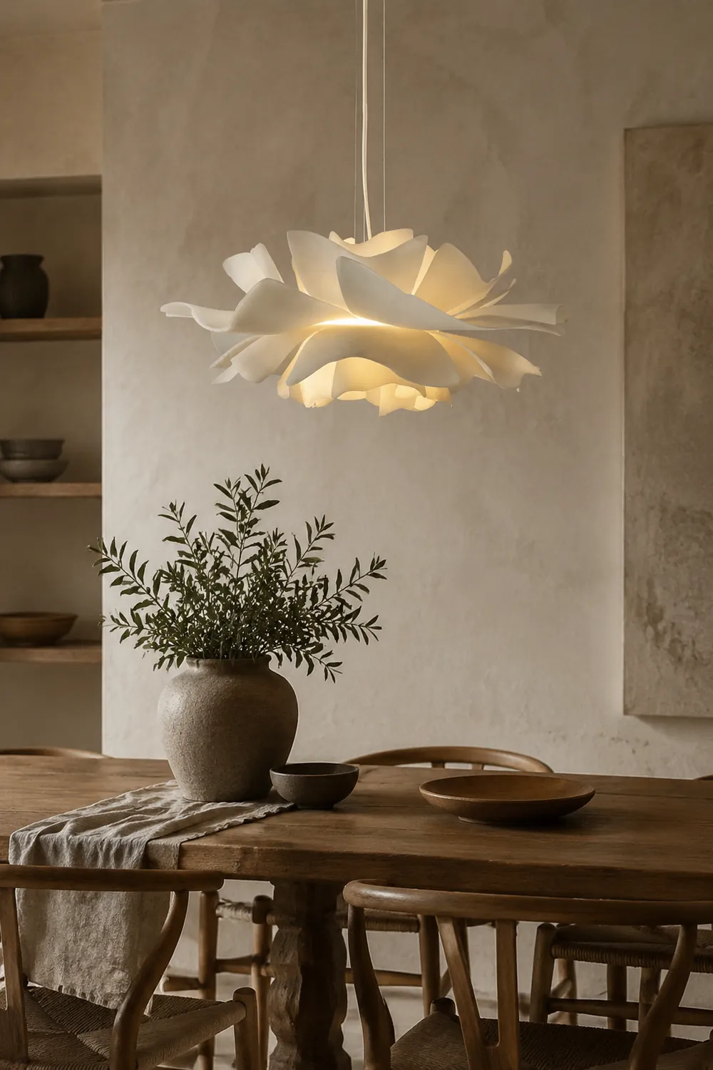 Bella Elegant Flower Pendant Light White Metal/Acrylic Living Room - Lumpaz