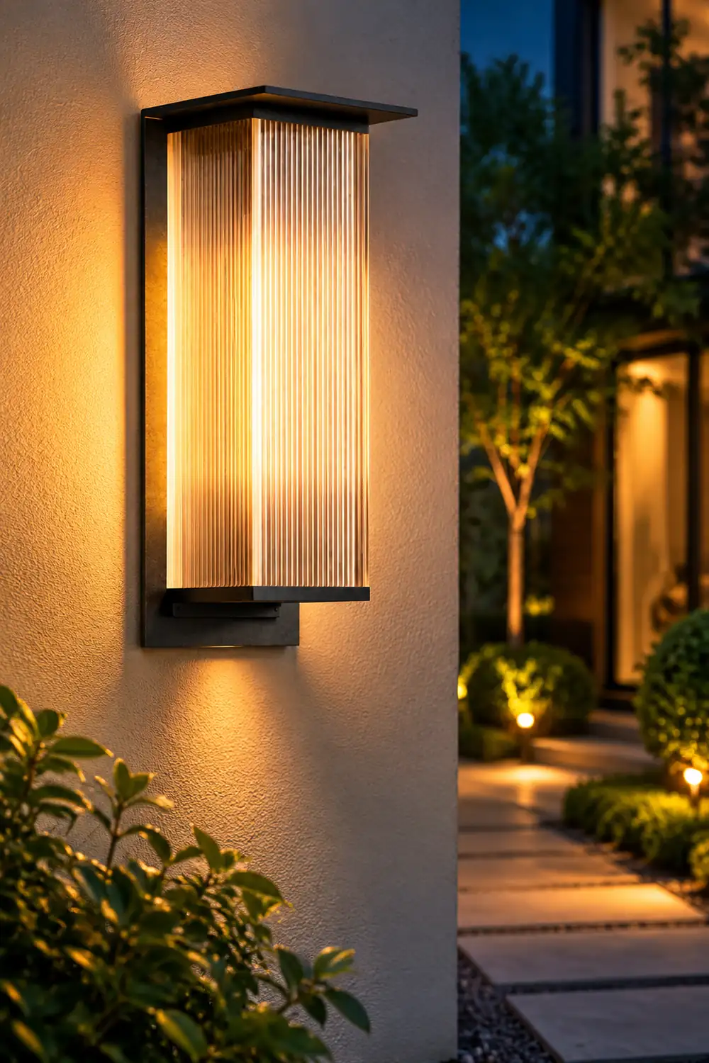 Orr Modern Rectangular Metal Outdoor Wall Lamp, Black - Lumpaz
