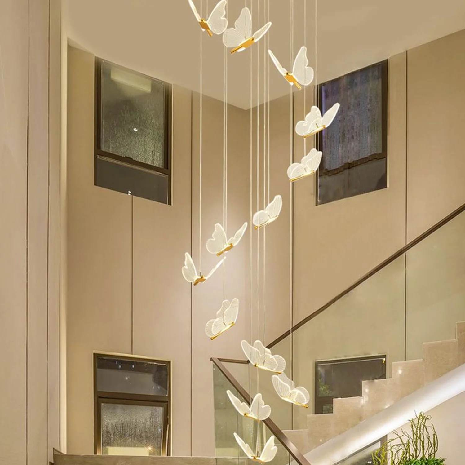 Ophelia Pendant Light Butterfly Modern Luxury, Metal/Acrylic, Gold, Corridor - Lumpaz