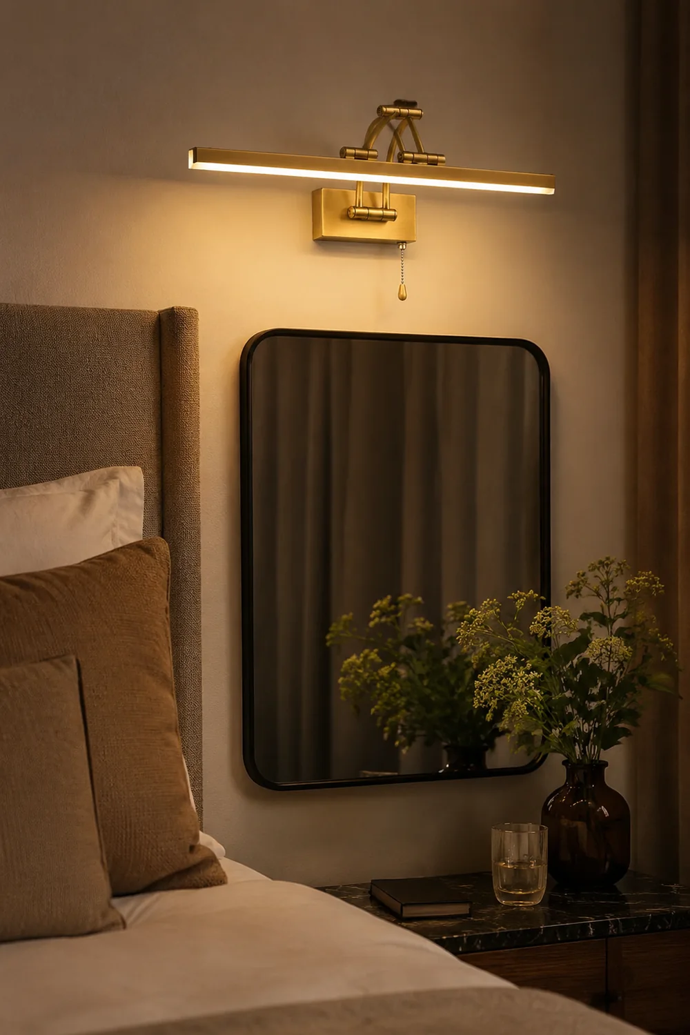 Leigh Linear Arc Light Poles Metal Black Vanity Wall Lamp - Lumpaz