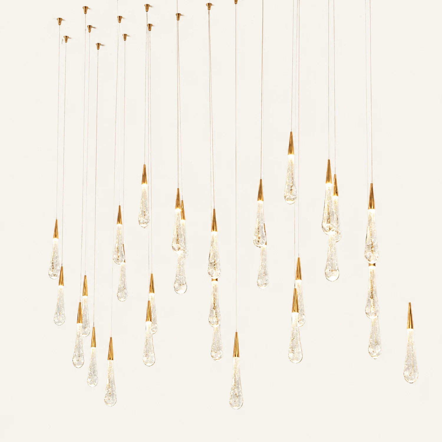Kristy Modern Designer Teardrop Crystal Pendant Light, Gold - Lumpaz