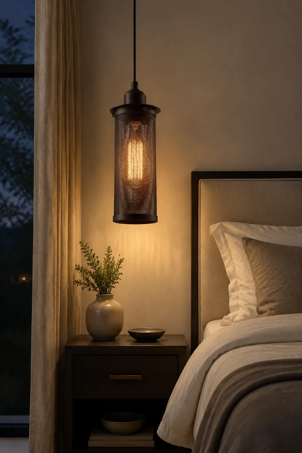 Sanna Industrial Metal Pendant Light, Black/Rust - Lumpaz