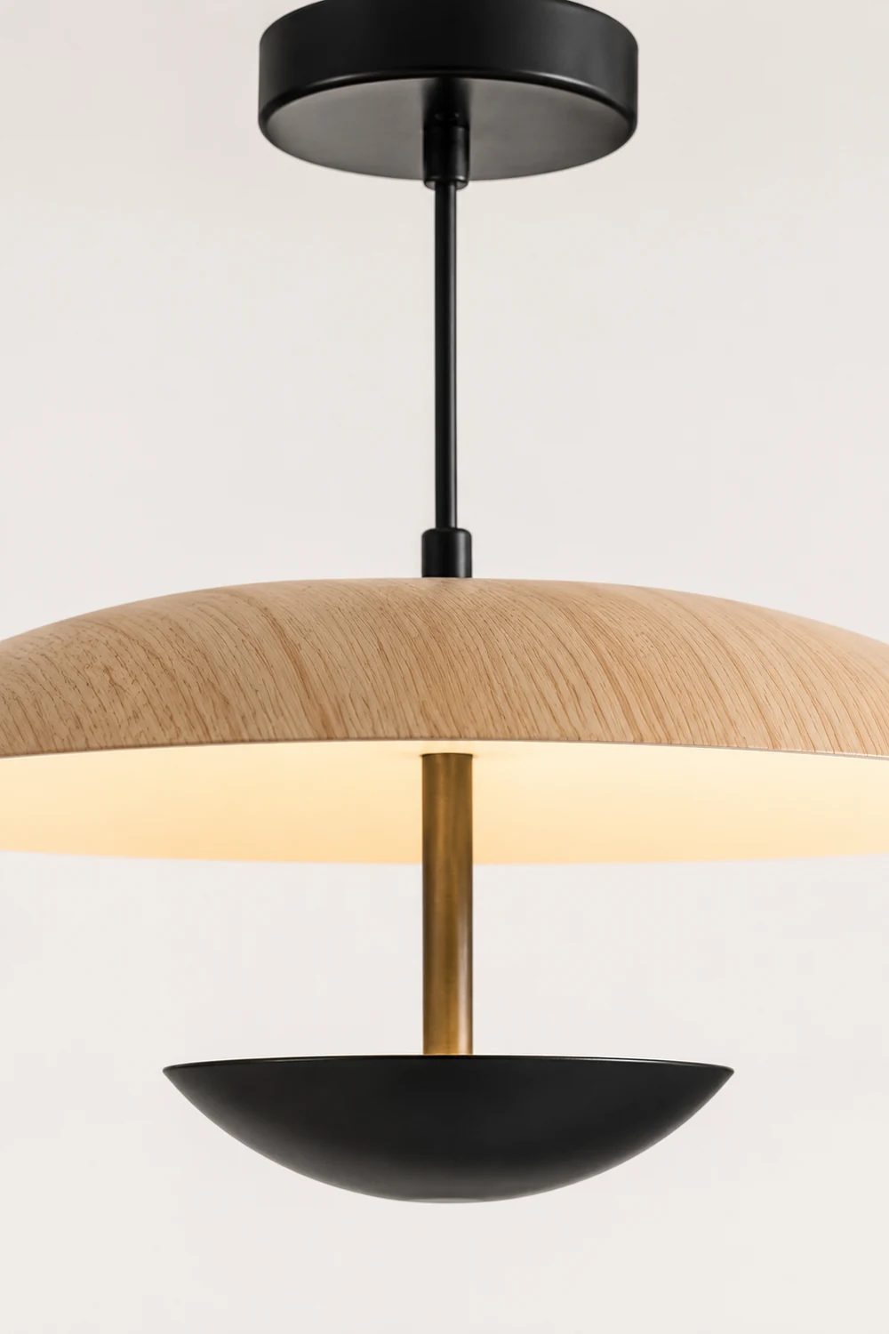 Carins Nordic LED Frisbee Pendant Light Wood Brown Bedroom - Lumpaz