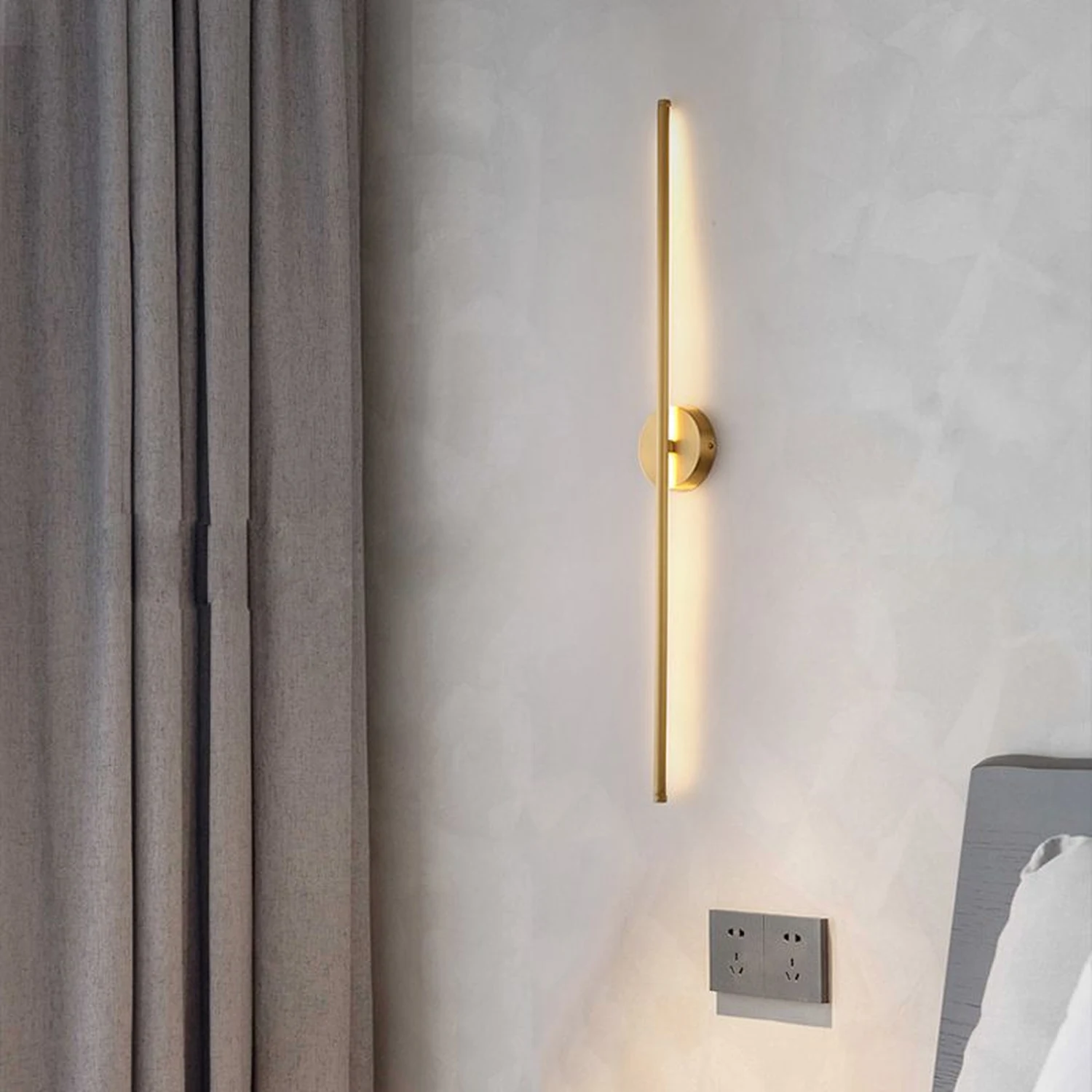 Edge Modern Linear Metal&Silica Gel Wall Mount Lamps, Gold - Lumpaz