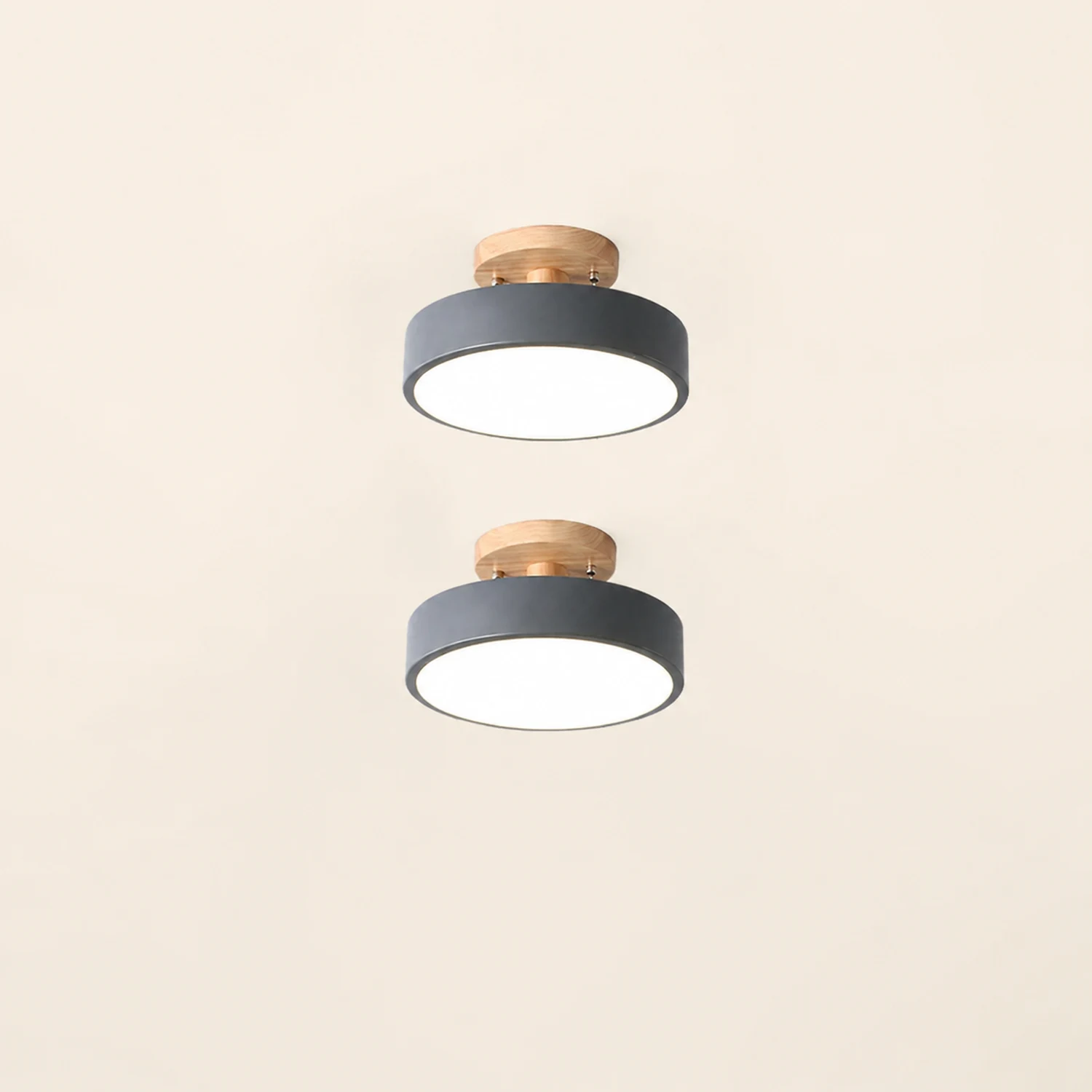 Quinn Round LED Flush Mount Ceiling Light Modern Wood/Acrylic - Lumpaz