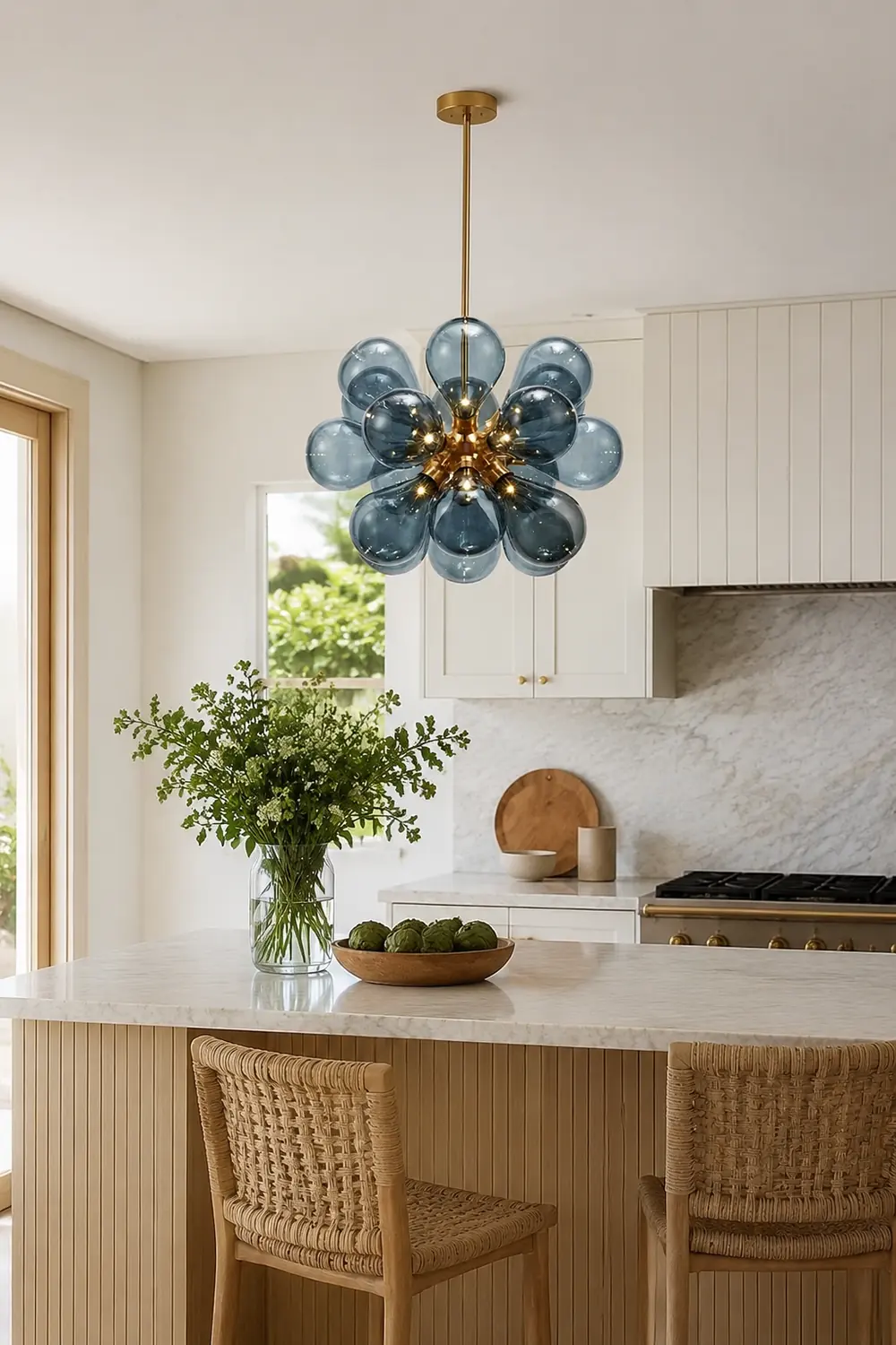 Valentina Glass Bubble Pendant Light for Kitchen Island, Blue/White/Purple - Lumpaz