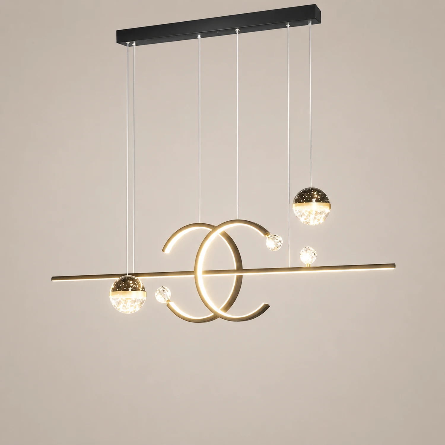 Madina Modern Pendant Light Double-C Gold/Black Dining Room - Lumpaz