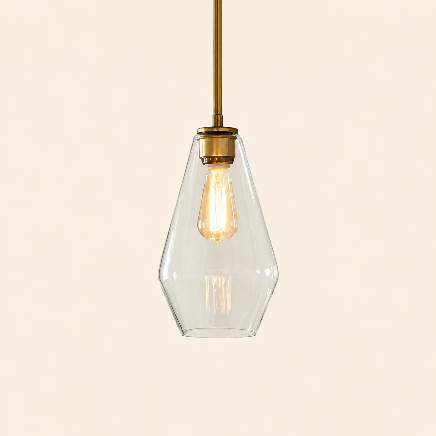 Hailie Pendant Light Clear Glass, Clear/Amber, Bedroom - Lumpaz