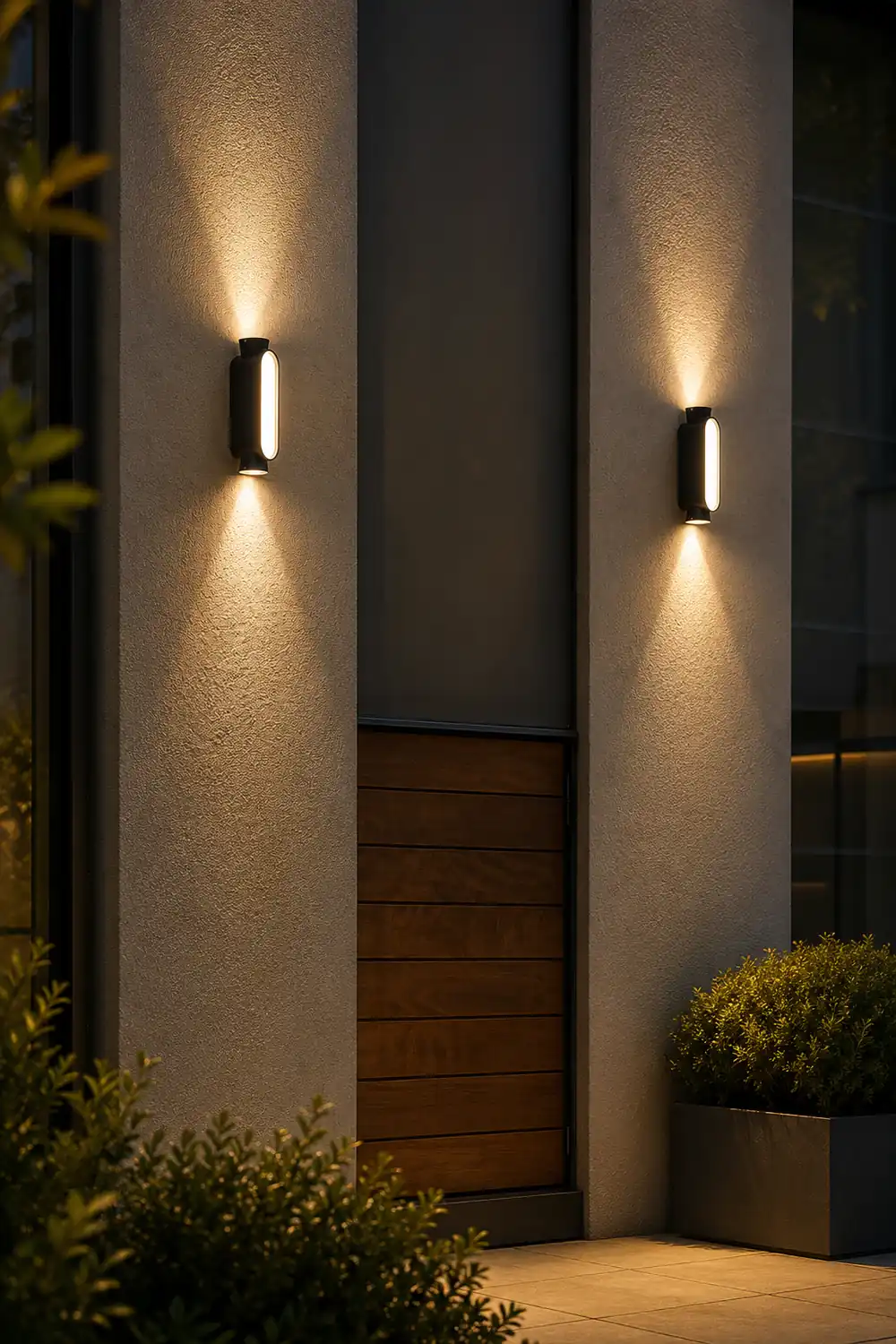 Pena Minimalist Up/Down Acrylic Outdoor Wall Lamp, Black/White - Lumpaz