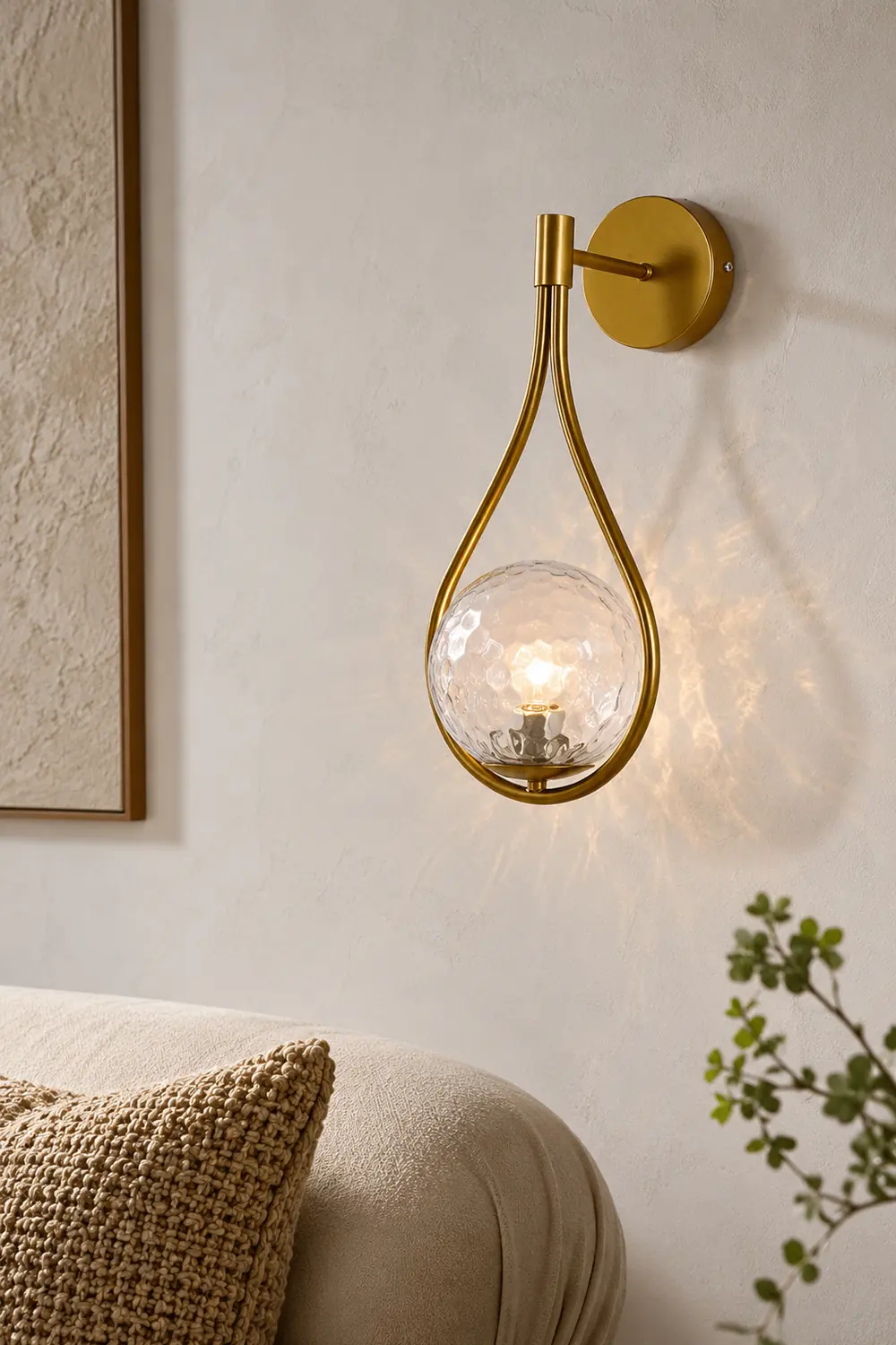 Valentina Nordic Creative Minimalist Water Drop Glass Gold Wall Lamp - Lumpaz