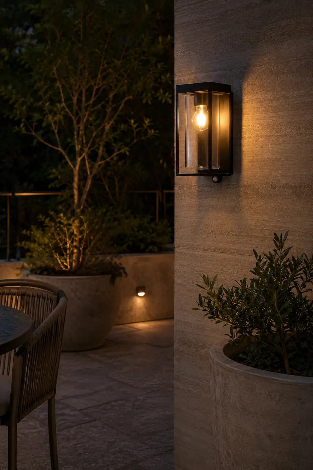 Orr Modern Rectangular Solar Waterproof Metal/Glass Outdoor Wall Lamp, Black - Lumpaz