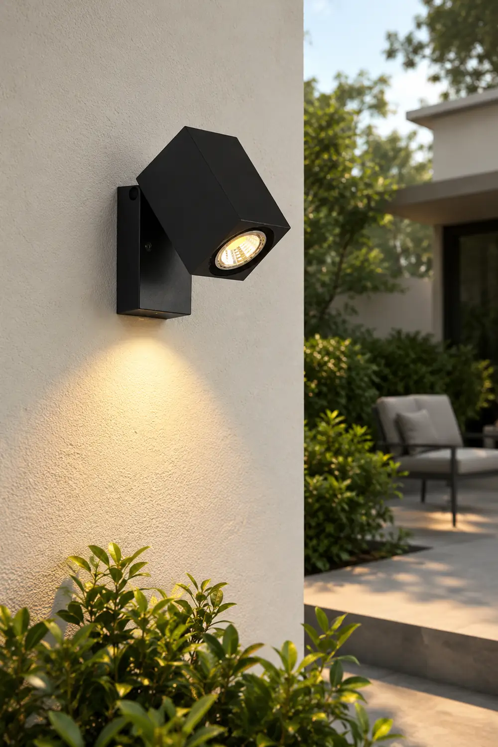 Orr Modern Outdoor Rotatable Metal Spotlight Wall Lamp, Black - Lumpaz