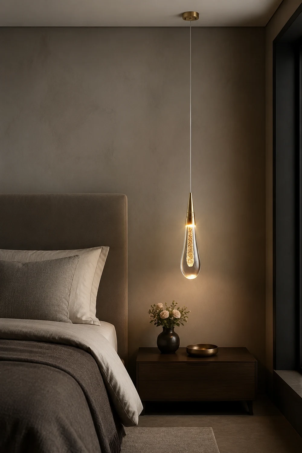 Kristy Modern Designer Teardrop Crystal Pendant Light, Gold - Lumpaz