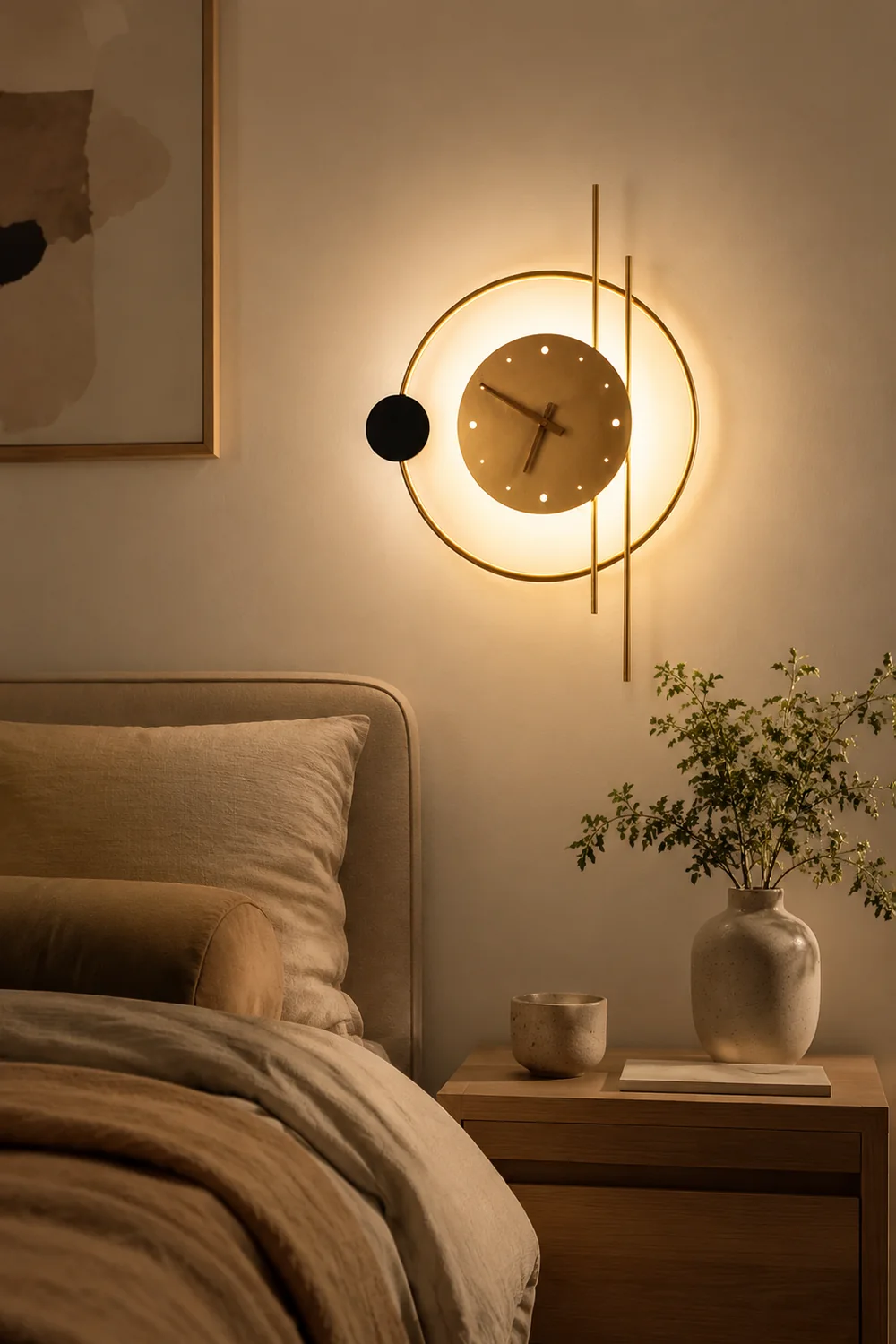 Nielsen Wall Lamp Clock, Black & Gold,  Iron & Acrylic - Lumpaz