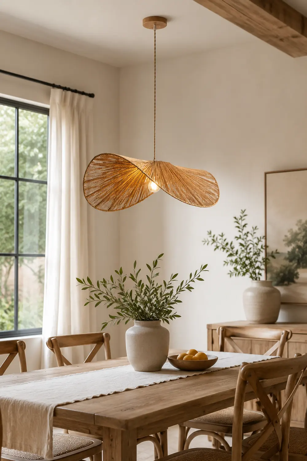 Muto Rustic Twine Pendant Light, Beige/Brown - Lumpaz