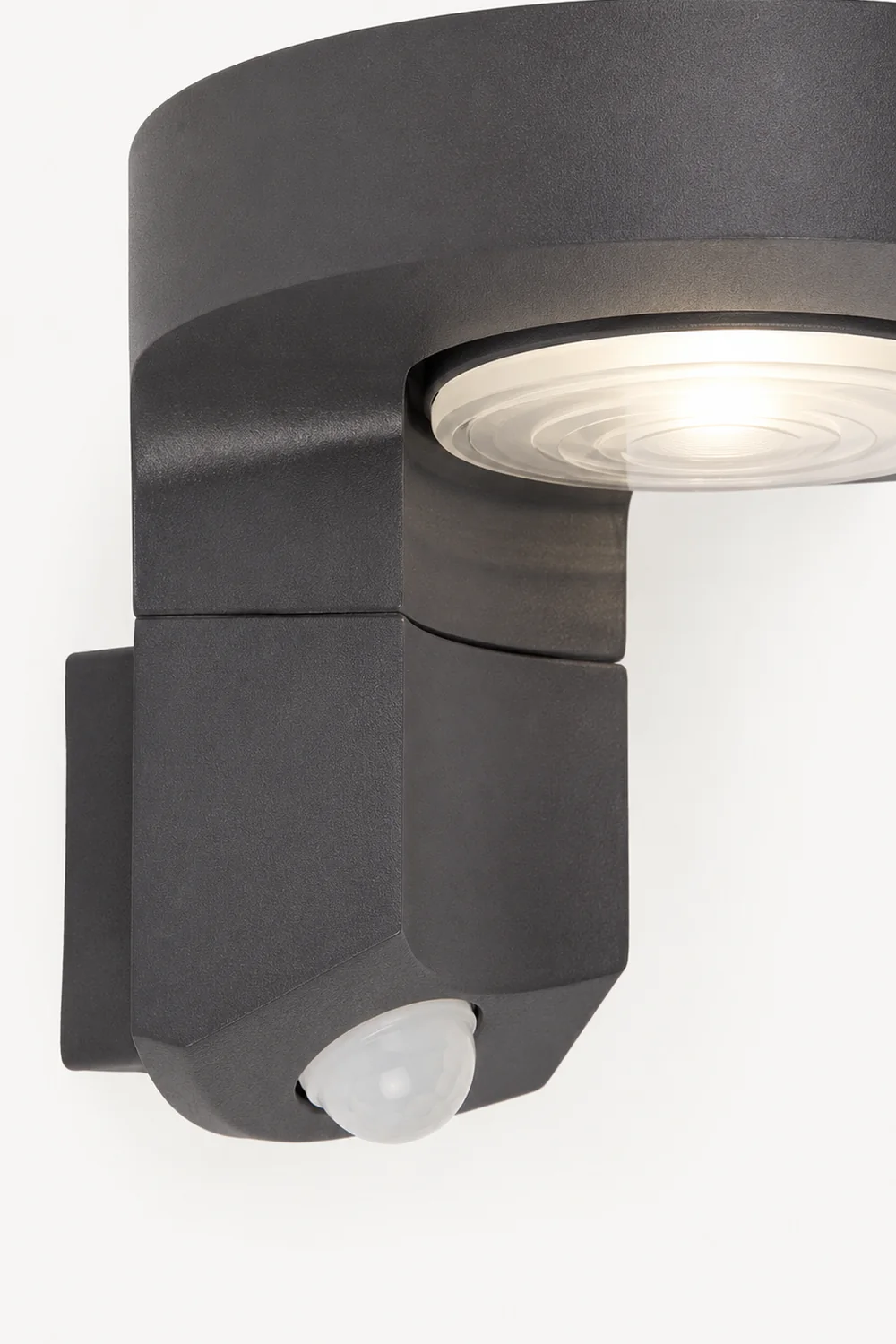 Orr Modern Round Metal/Acrylic Sensor Solar Waterproof Outdoor Wall Lamp, Black - Lumpaz