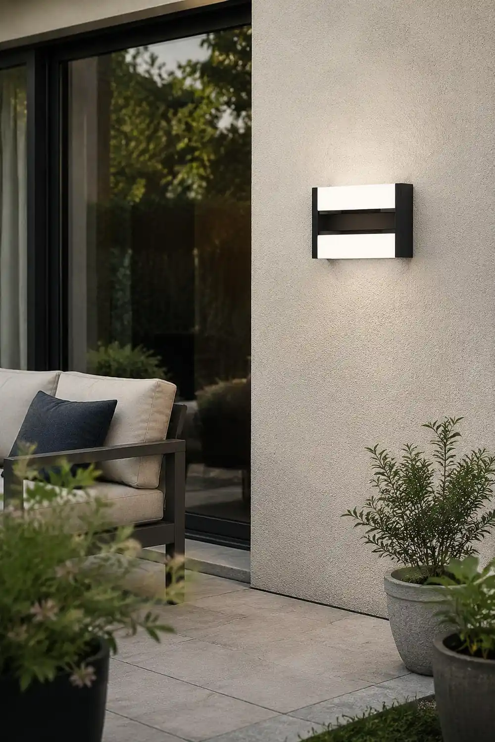 Orr Mondern Rectangular Rotatable Metal Outdoor Wall Lamp, Black - Lumpaz