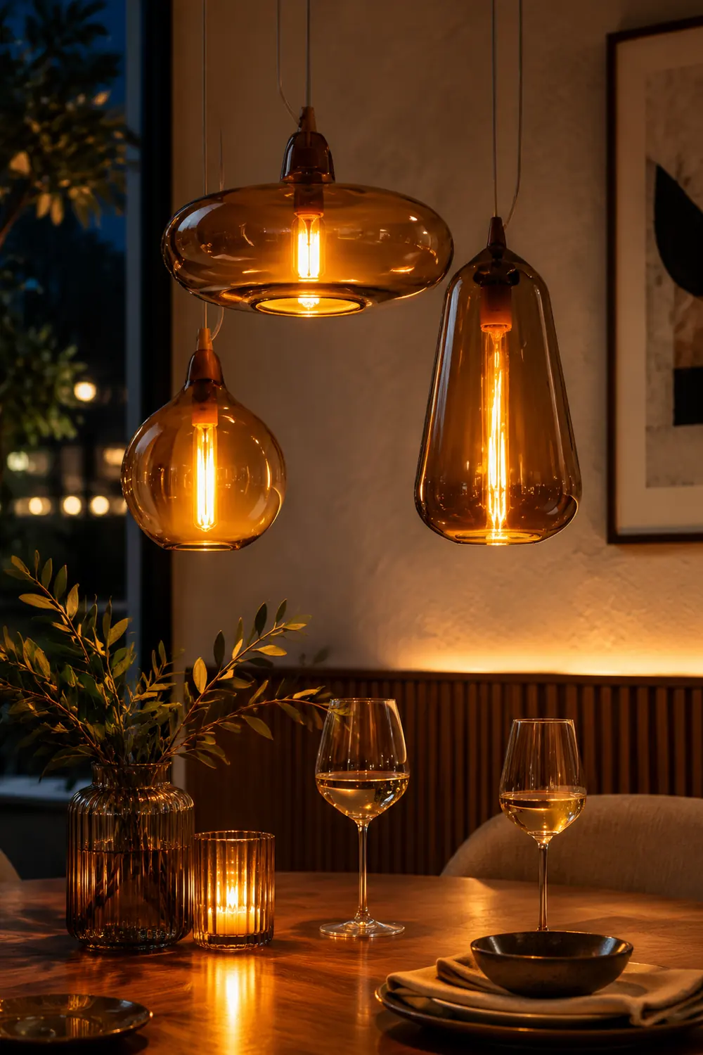 Hailie Modern Art Amber Pendant Light Glass Metal Bedroom - Lumpaz