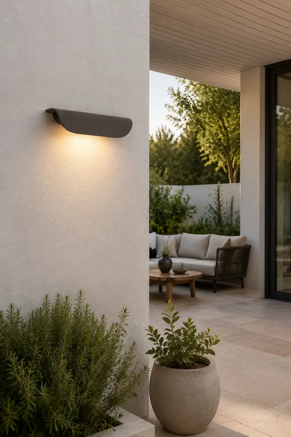 Orr Modern Outdoor Wall Lighting, Waterproof, Curved, Black & White - Lumpaz