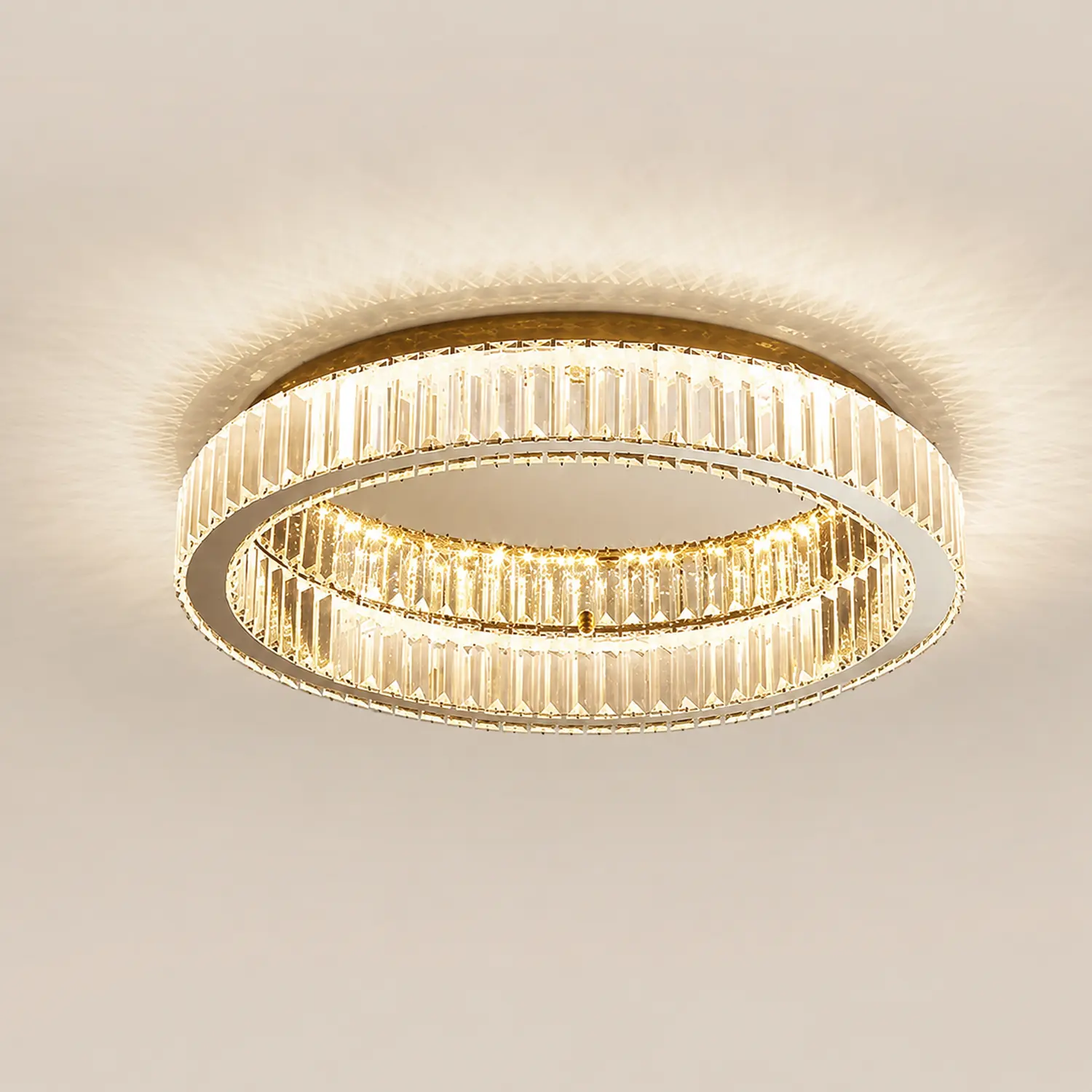 Marliyn Modern Art Deco Circle Crystal/Metal Flush Mount Ceiling Light Gold - Lumpaz
