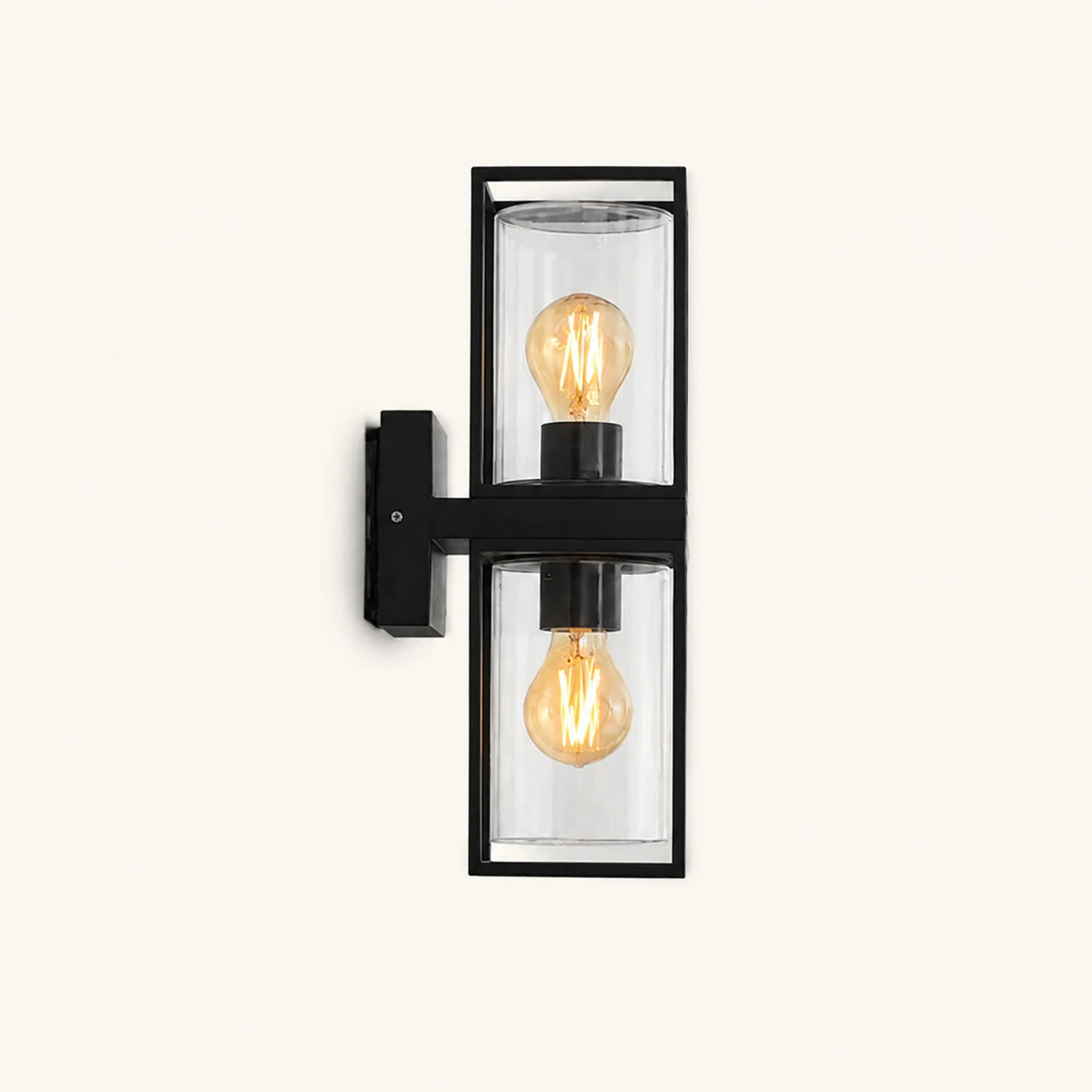 Alessio Modern Rectangular Metal Outdoor Wall Lamp, Black - Lumpaz