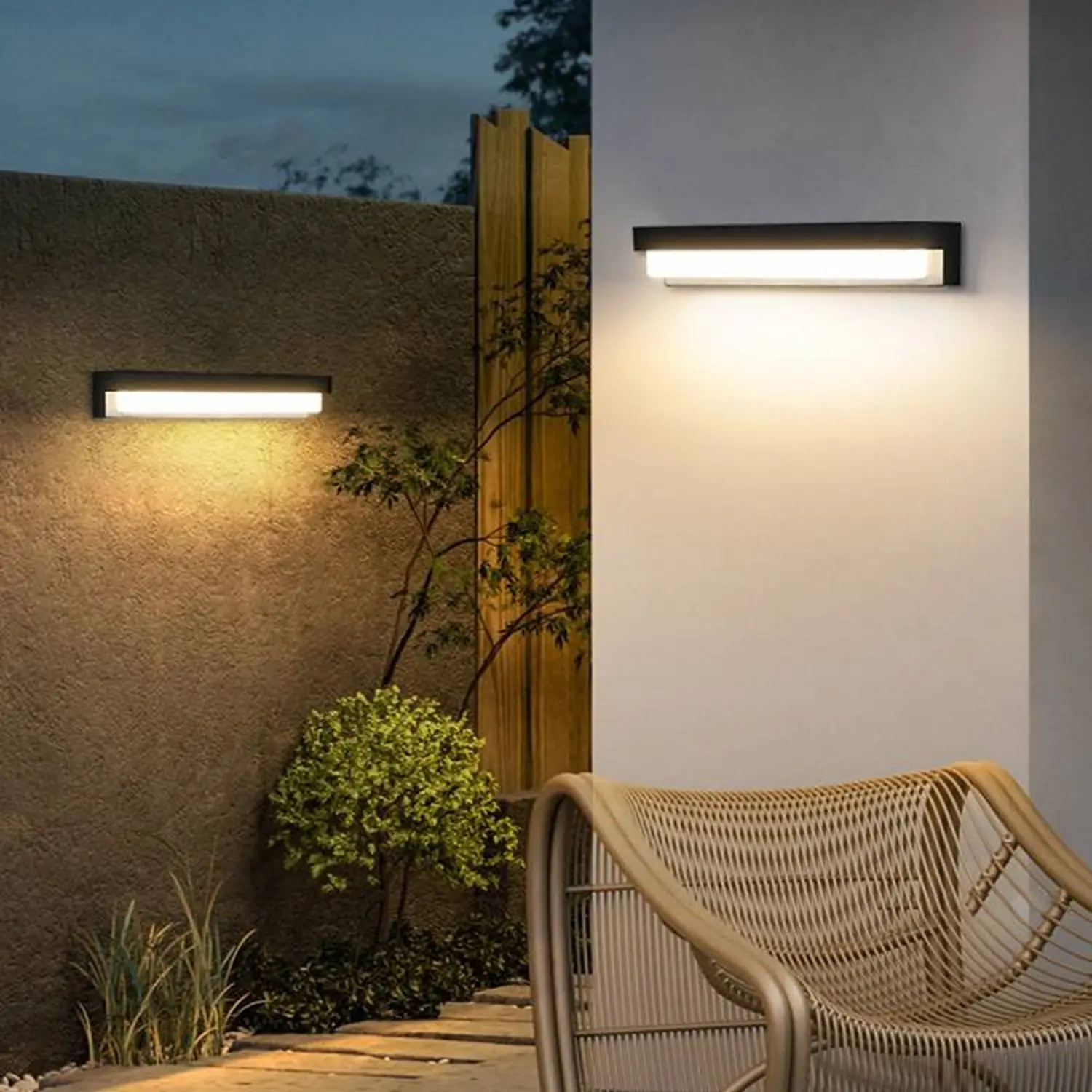 Orr Minimalist Solar Linear Acrylic Outdoor Wall Lamp, Black - Lumpaz
