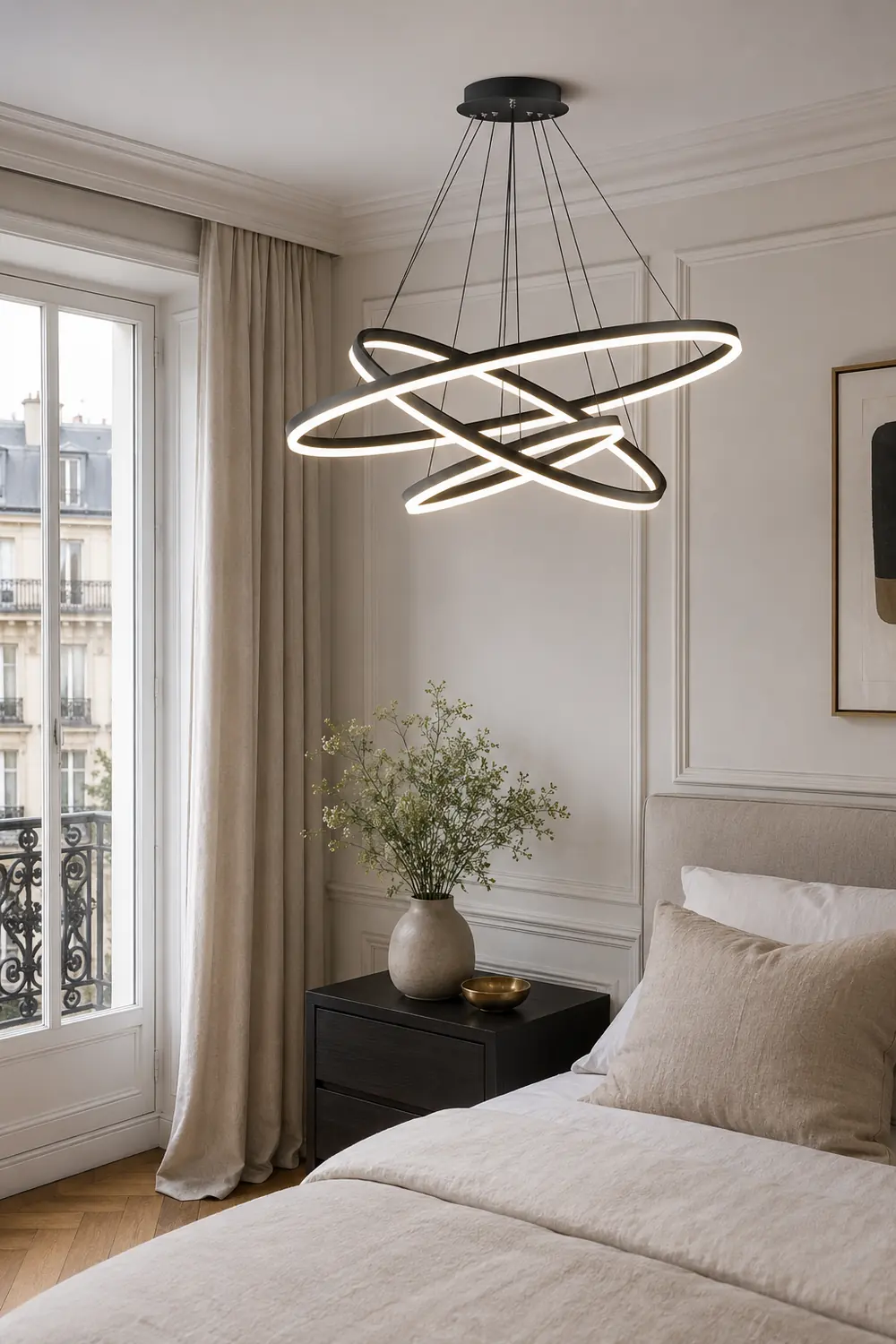 Arisha 3-Rings Black Black Modern Pendant Light - Lumpaz