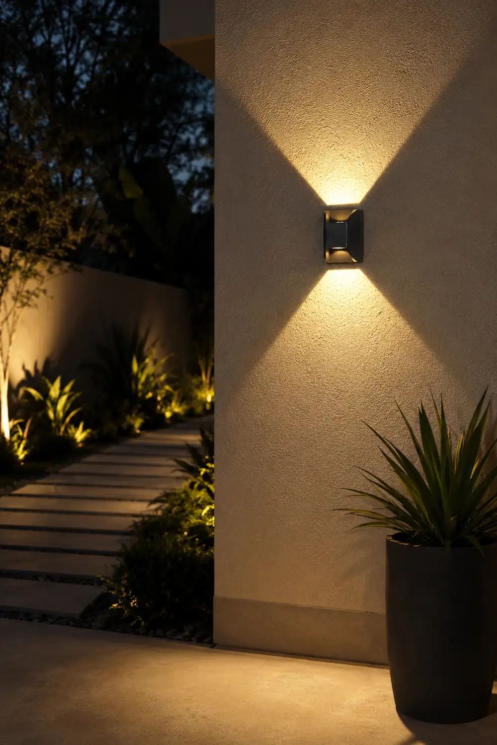 Orr Minimalist Up/Down Metal Outdoor Wall Lamp, Black - Lumpaz