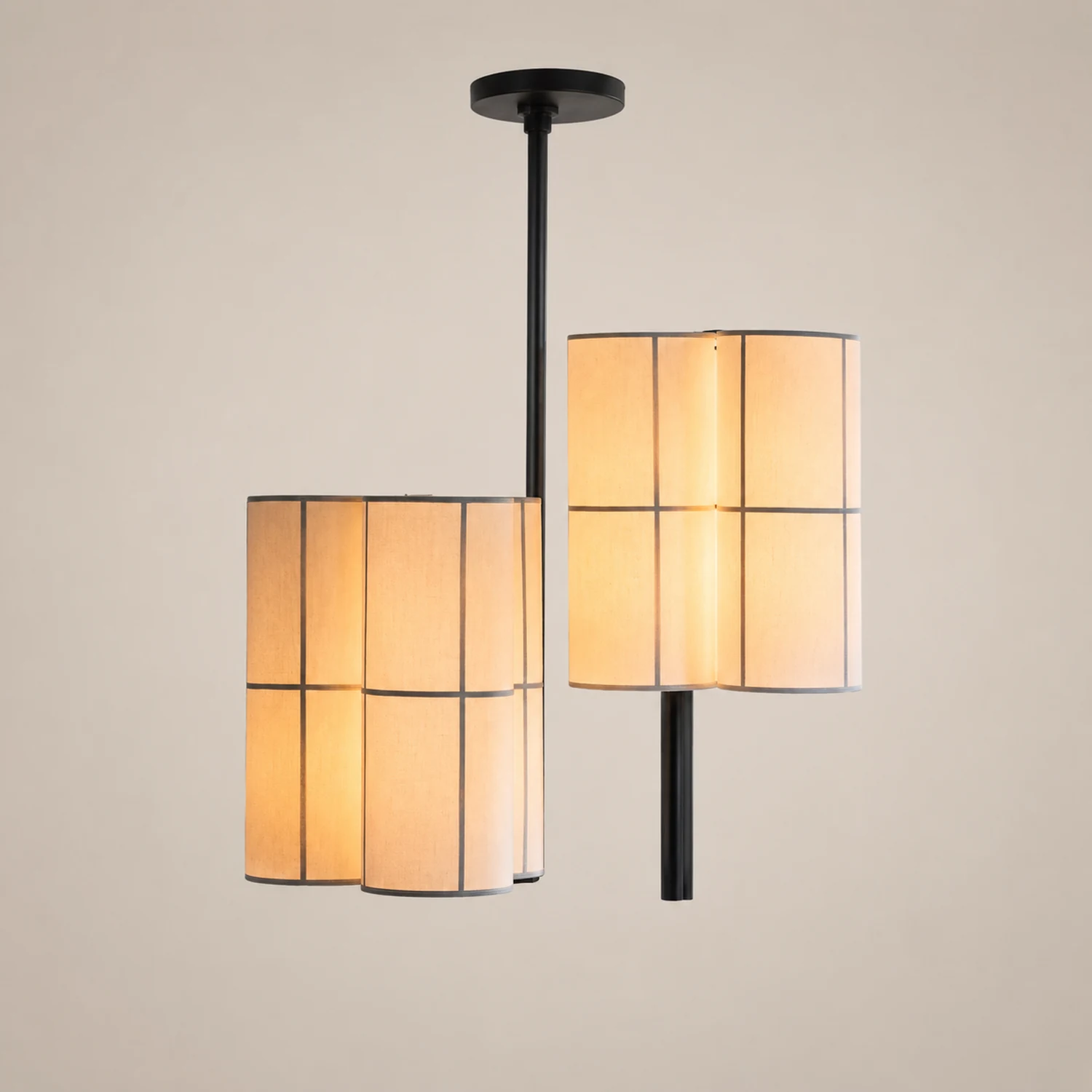 Renée Cylinder Pendant Light, Lantern, Fabric, Japanese - Lumpaz