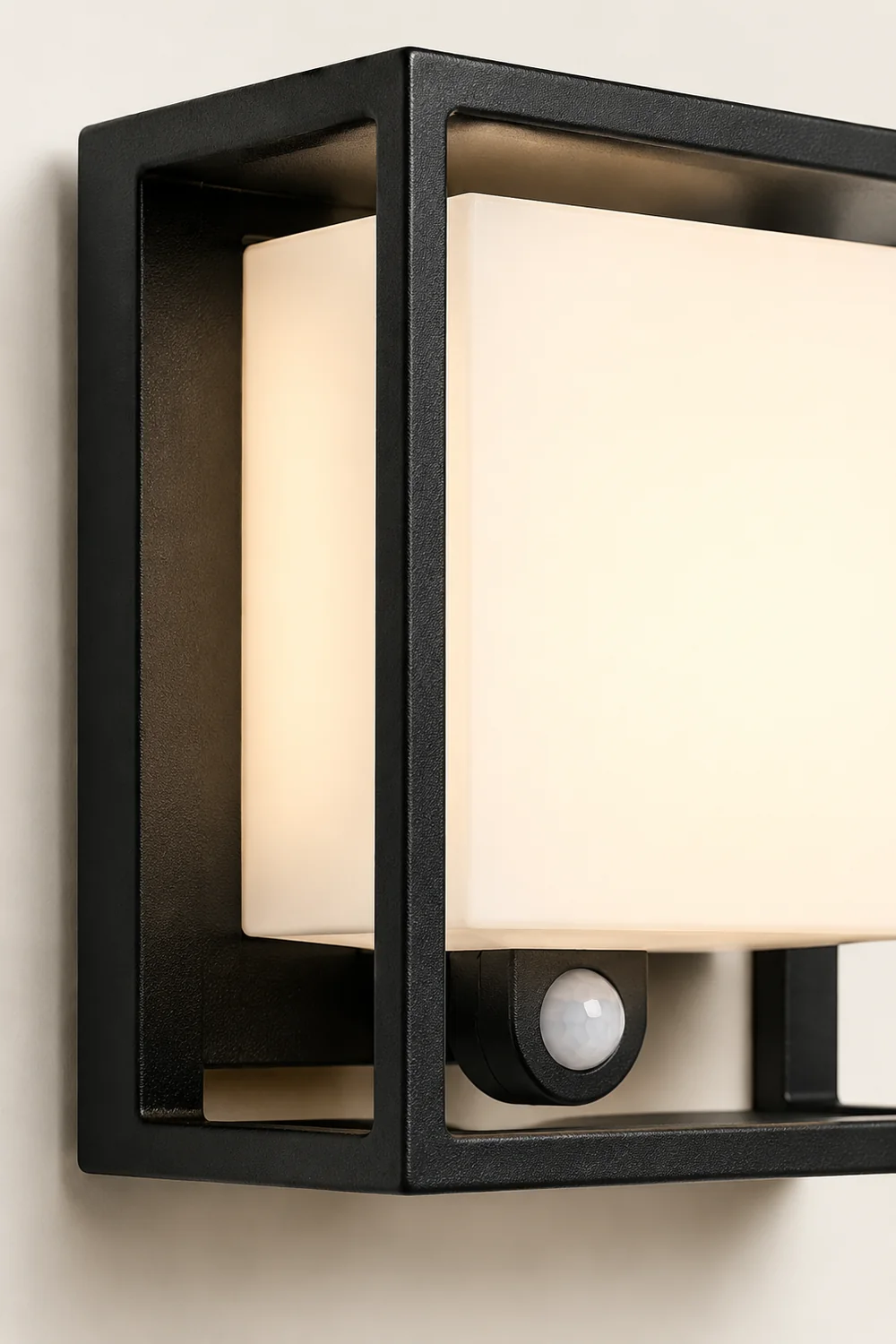Orr Modern Rectangular Acrylic Sensor Solar Powered Outdoor Wall Lamp, Black - Lumpaz