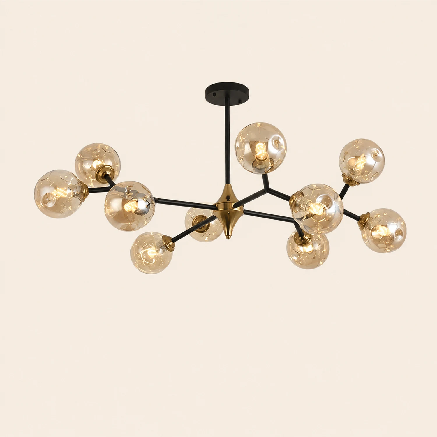 Valentina Art Deco Glass Bubble Chandelier, Amber - Lumpaz