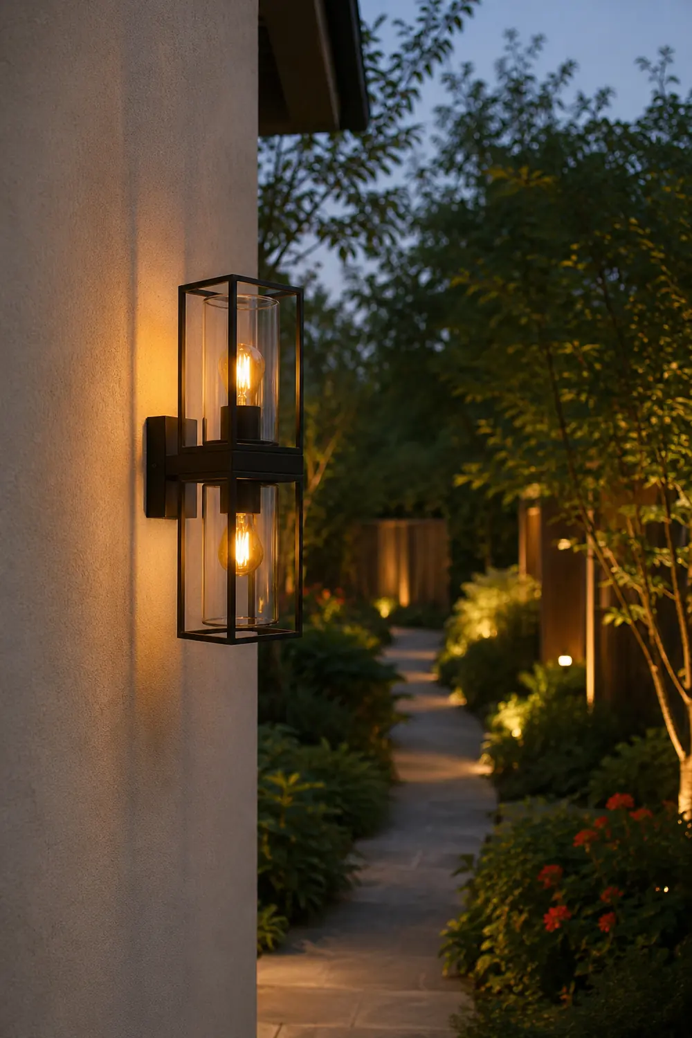 Alessio Modern Rectangular Metal Outdoor Wall Lamp, Black - Lumpaz