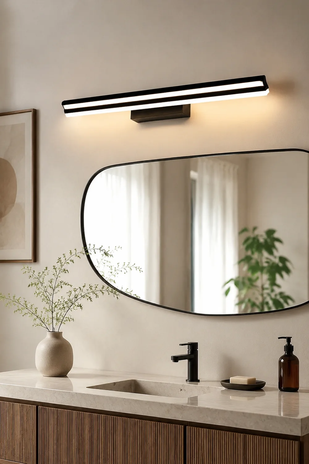 Edge Industrial Linear Metal/Acrylic Wall Lamp, Black - Lumpaz