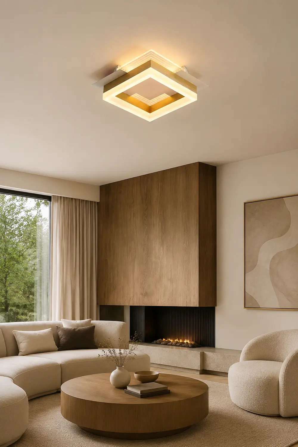 Amos Modern Simple Gold Flush Mount Ceiling Light, Square/Round - Lumpaz