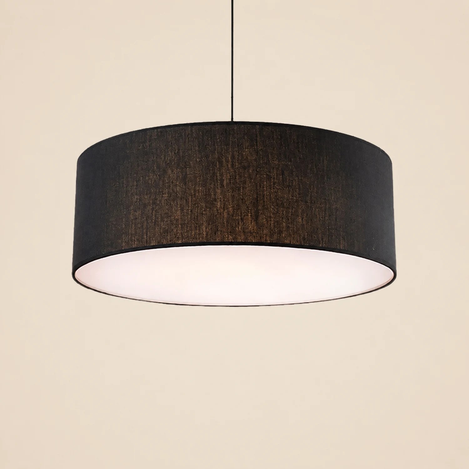 Renée Modern Fabric Drum Pendant Light Black/White Metal/Fabric - Lumpaz