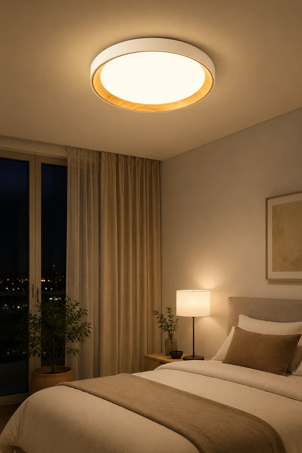 Quinn Modern LED Flush Mount Lighting White Wood/Acrylic Kitchen - Lumpaz