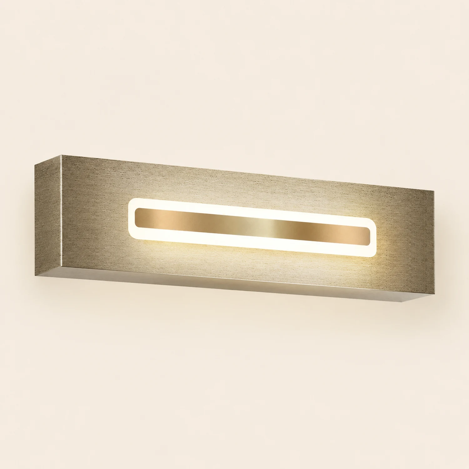 Leigh Modern Rectangular Vanity Mirror Front Wall Lamp, Gold - Lumpaz