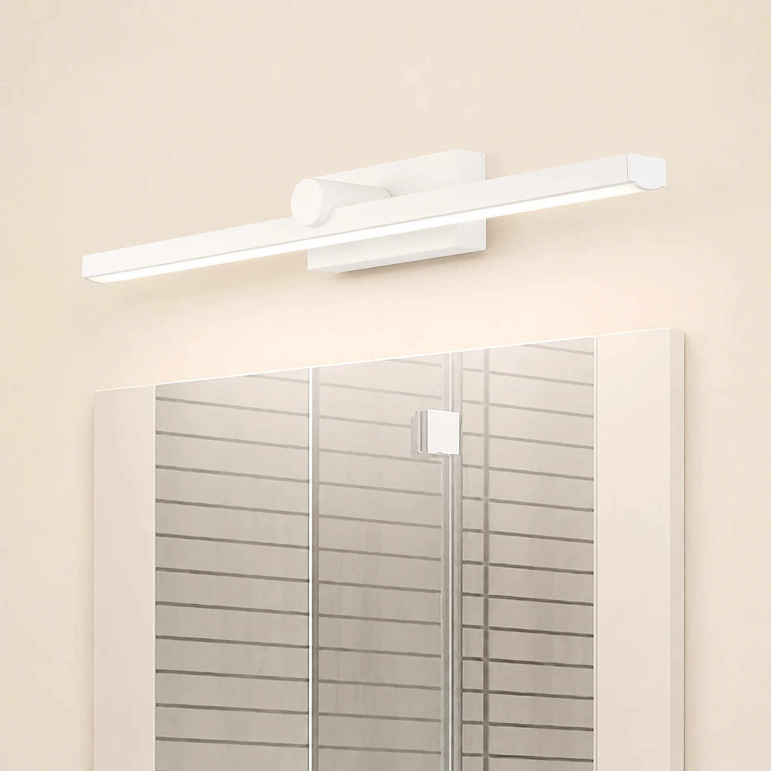 Leigh Nordic LinearMetal Mirror Front Vanity Wall Lamp, White - Lumpaz