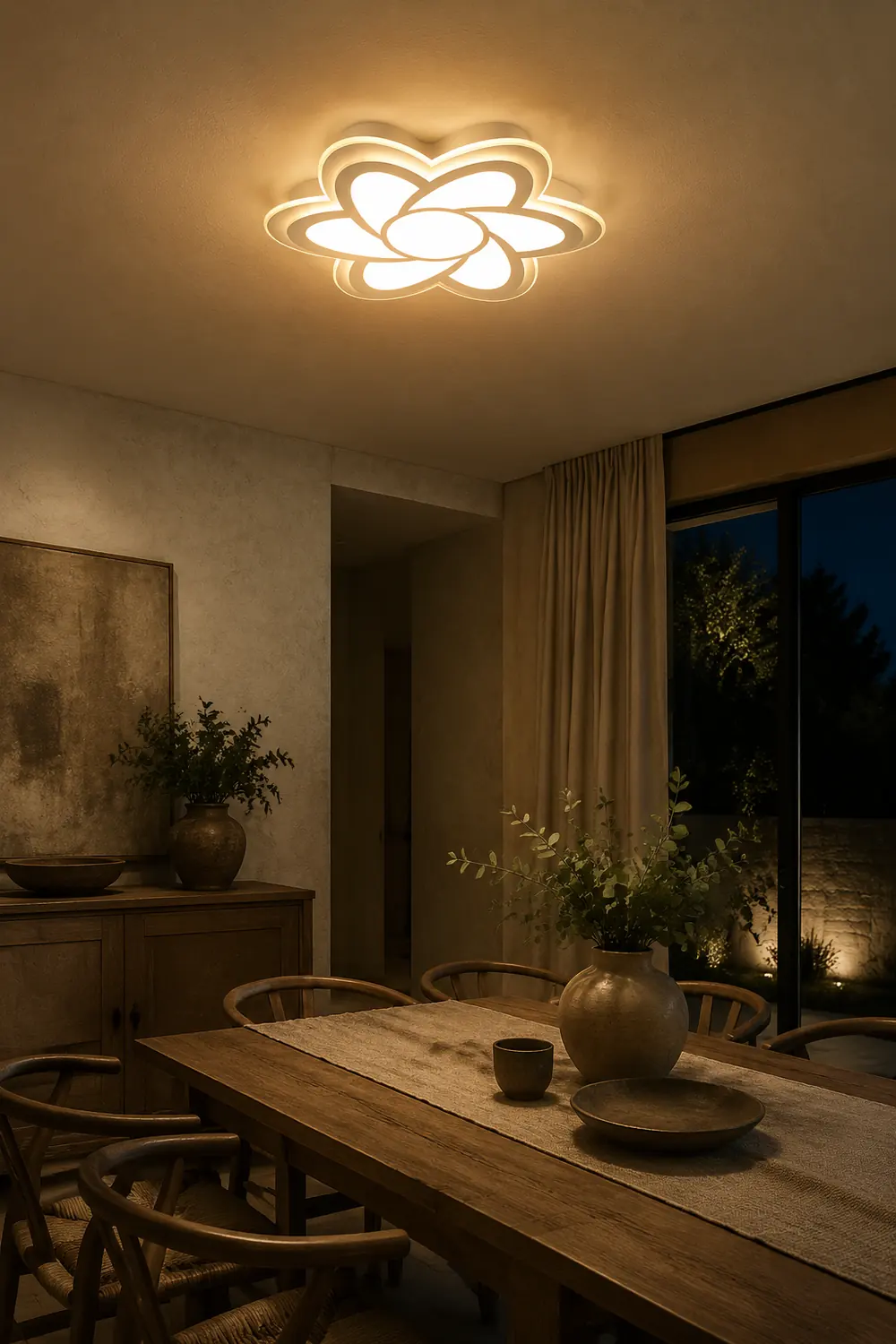 Hana Modern White Flower Flush Mount Ceiling Light, Metal - Lumpaz