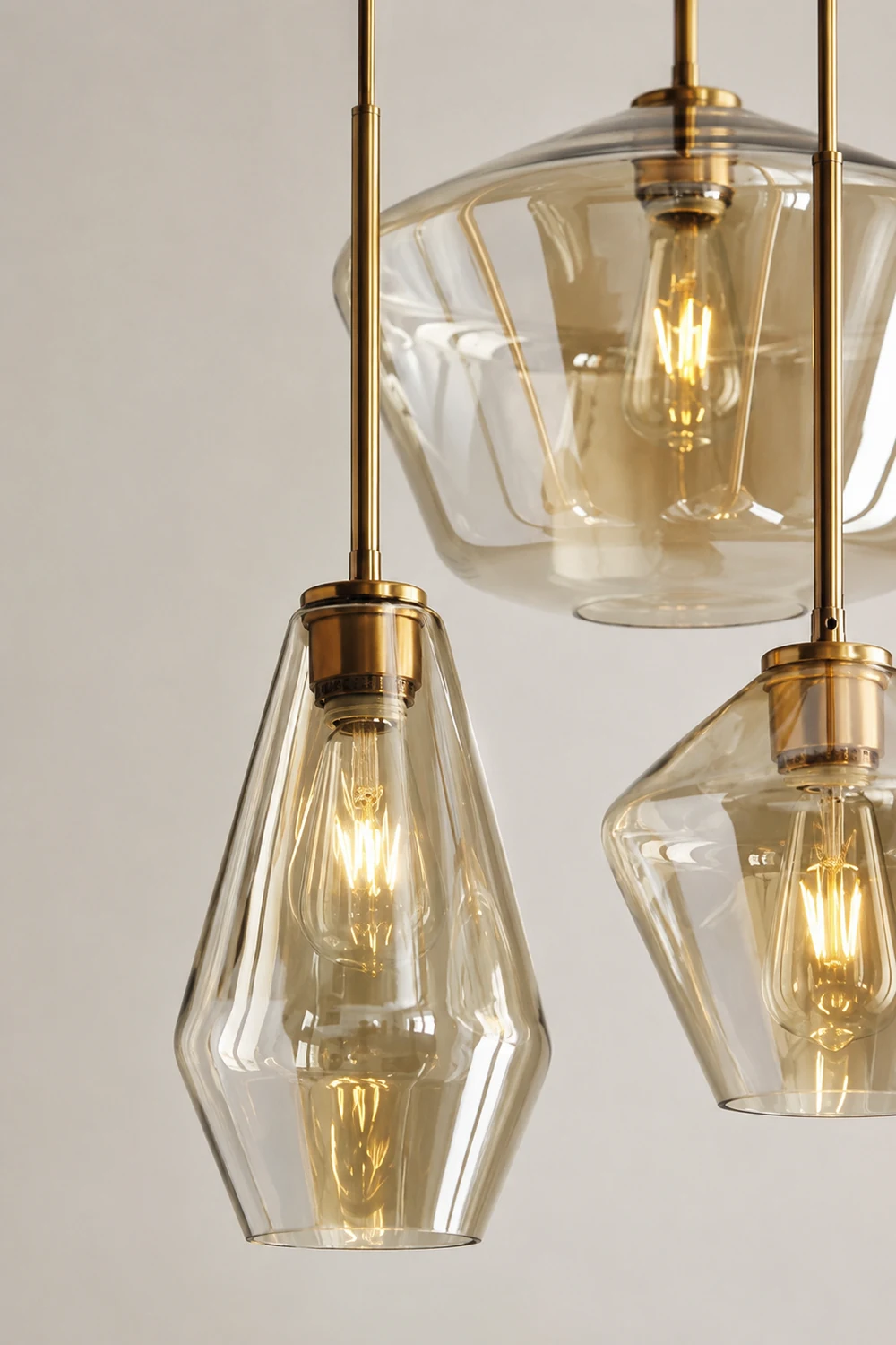 Hailie Pendant Light Clear Glass, Clear/Amber, Bedroom - Lumpaz