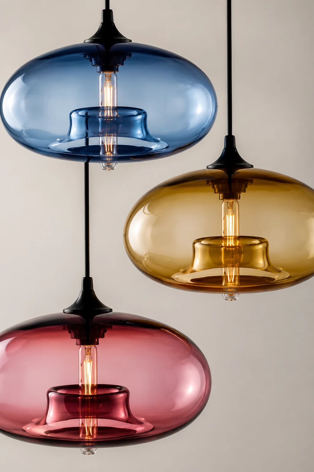 Hailie Modern Bread Shaped Glass Pendant Light 6 Color Living Room - Lumpaz