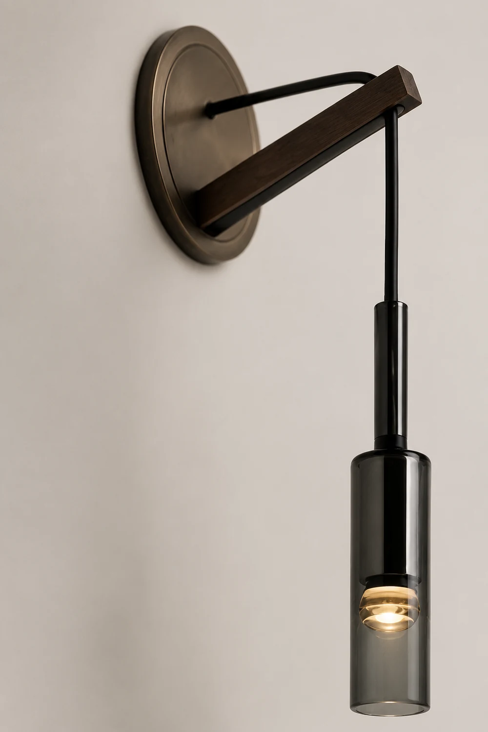Sanna Modern Glass/Metal Pendant light/Wall Lamp, Black - Lumpaz