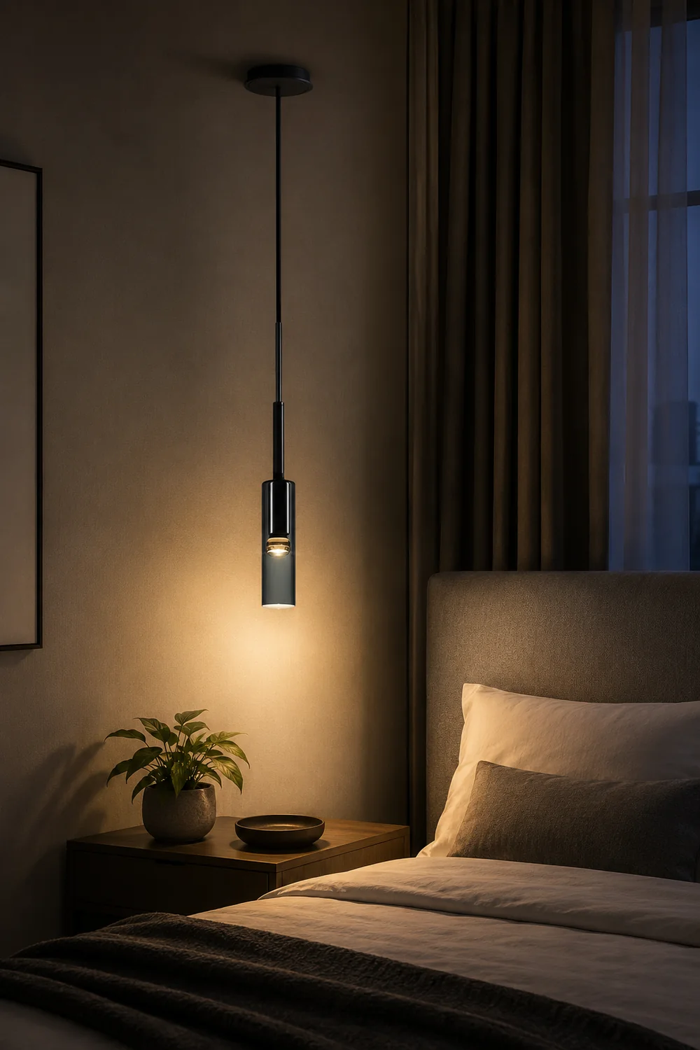 Sanna Modern Glass/Metal Pendant light/Wall Lamp, Black - Lumpaz