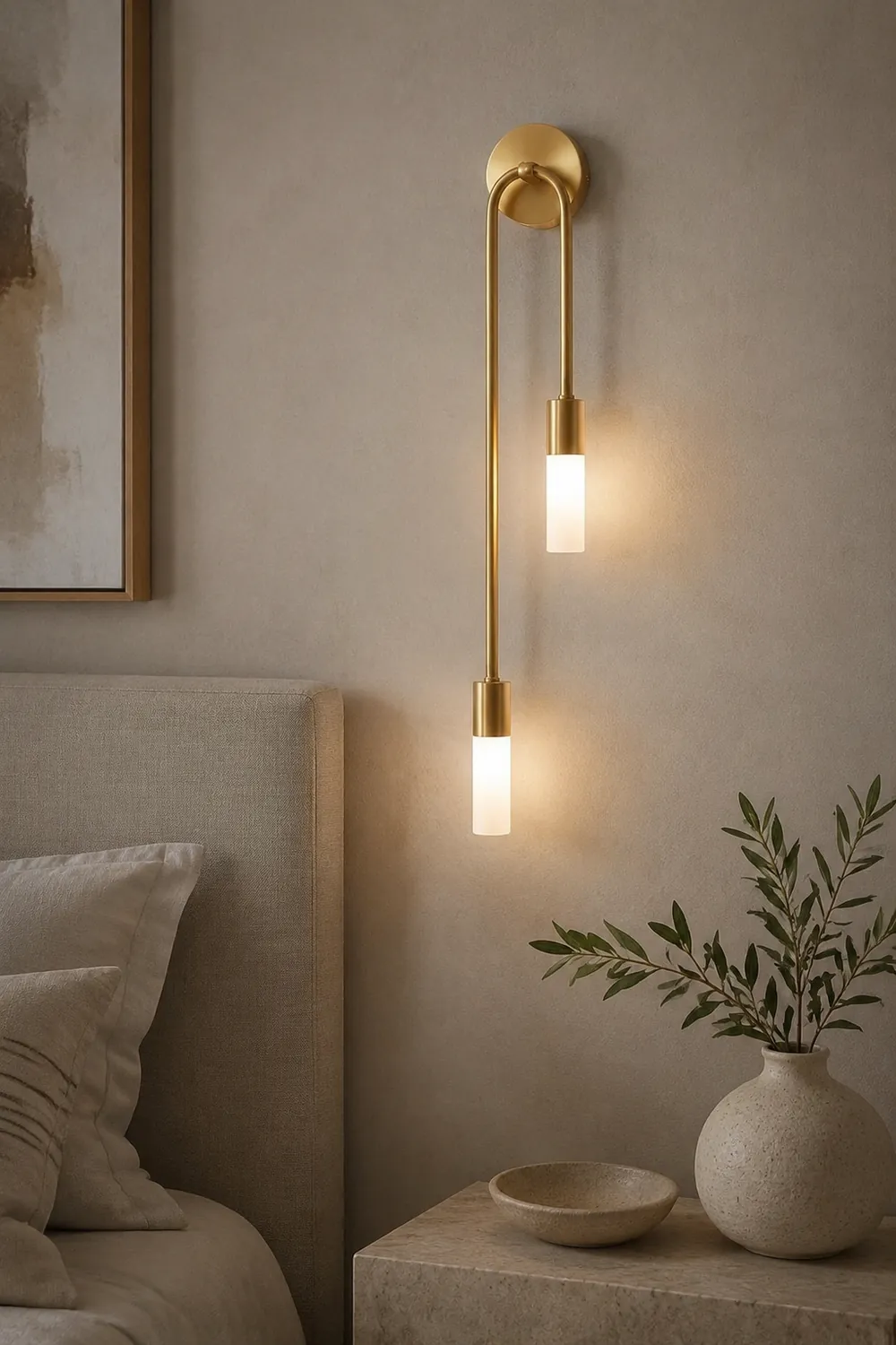 Meza Modern Stick Wall Sconce Gold Metal for Bedeside - Lumpaz