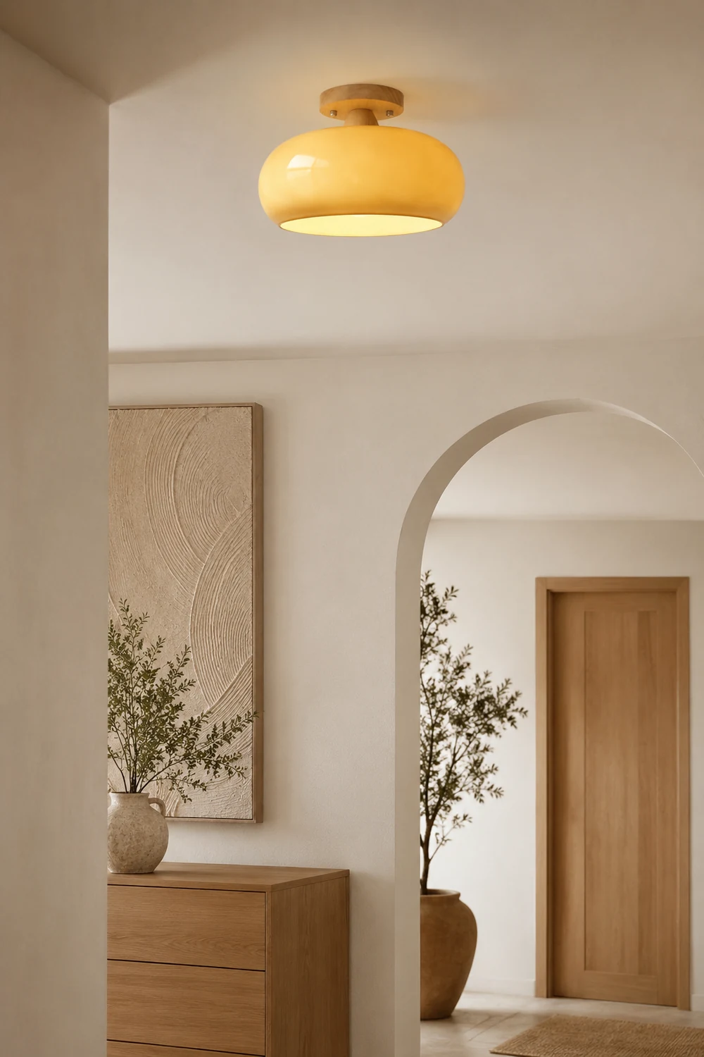 Hailie Modern LED Flush Mount Ceiling Light White Yellow Metal Living Room - Lumpaz