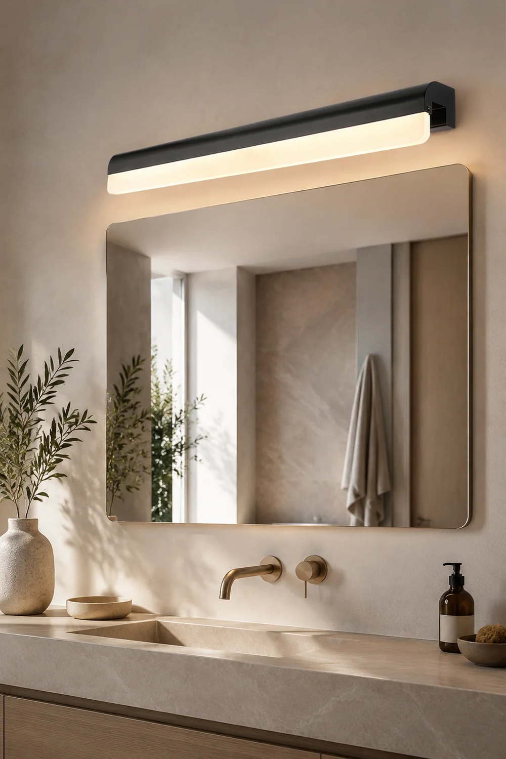 Edge Minimalist Mirror Front Vanity Wall Lamp, Black/White - Lumpaz